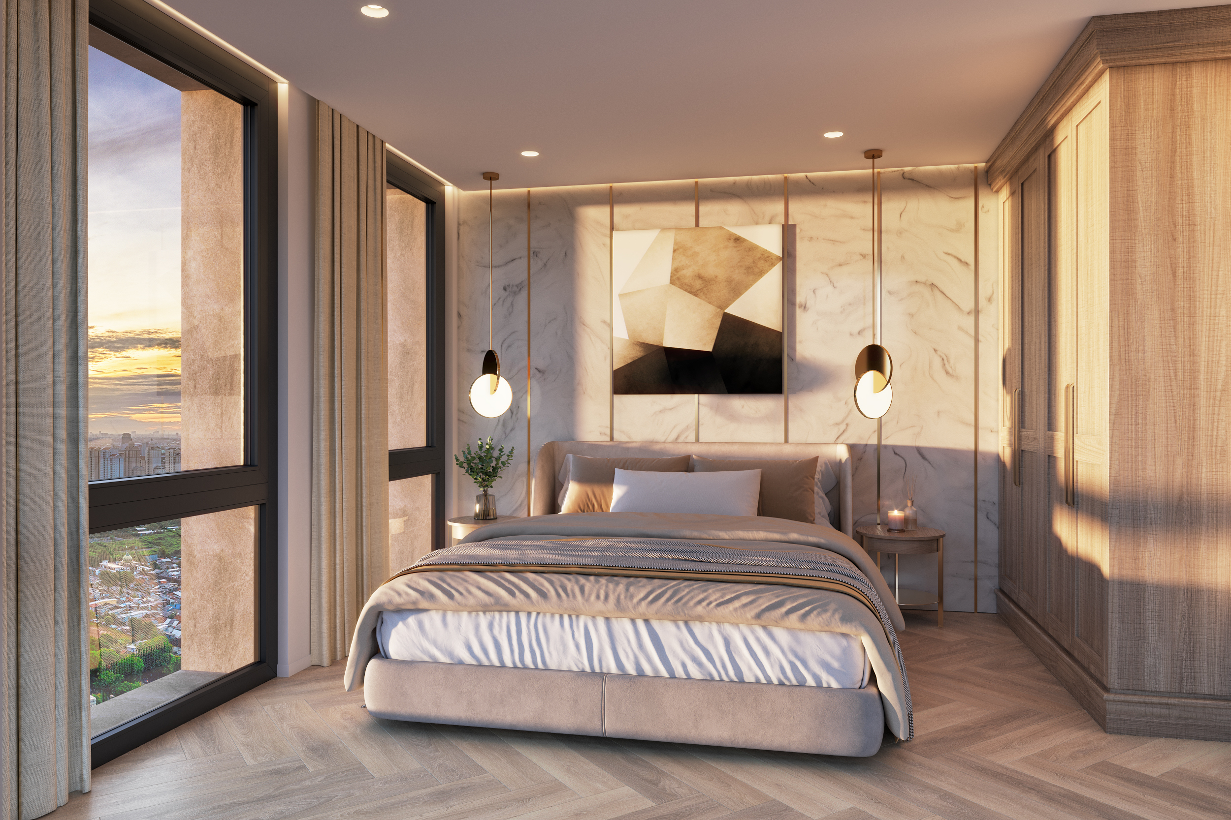 P-NGH001 - Lofthaus Stills_INT_Bedroom_ 1 Bed Flat_Floor 6-18